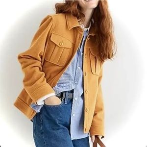 J. CREW Camel Tan Shirt Jacket in Stretch Wool Small NWT